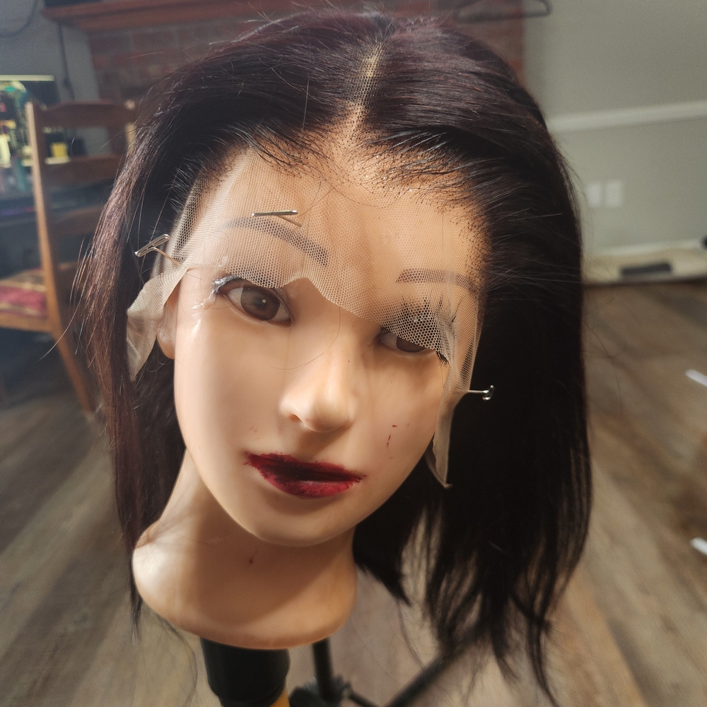 8 Inch Invisiknots 100% Human Hair Natural Black Lace Front Wig - Picture 4 of 5